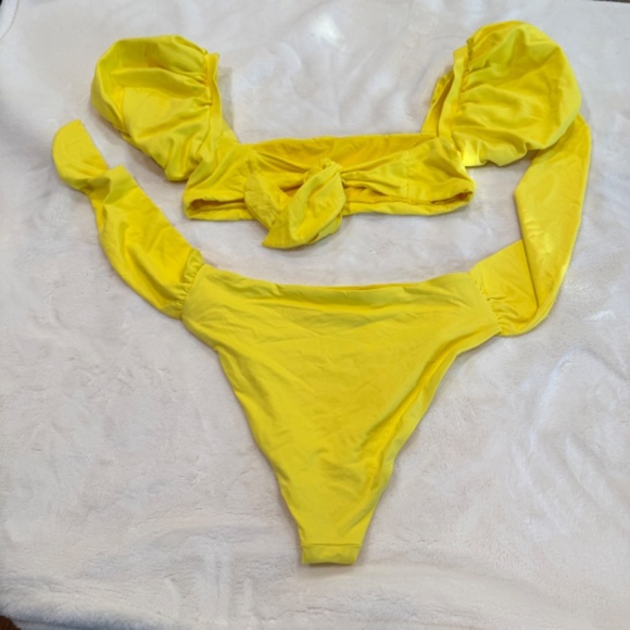 New! SET Agua Bendita Eileen Isabella Puff Sleeve Cheeky Bikini 31082 - Picture 8 of 12